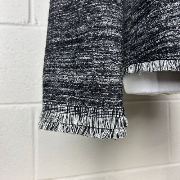 Banana Republic Jacket Women S Tweed Fringe Grey Lined Asymmetrical Snap Closure - Picture 7 of 15